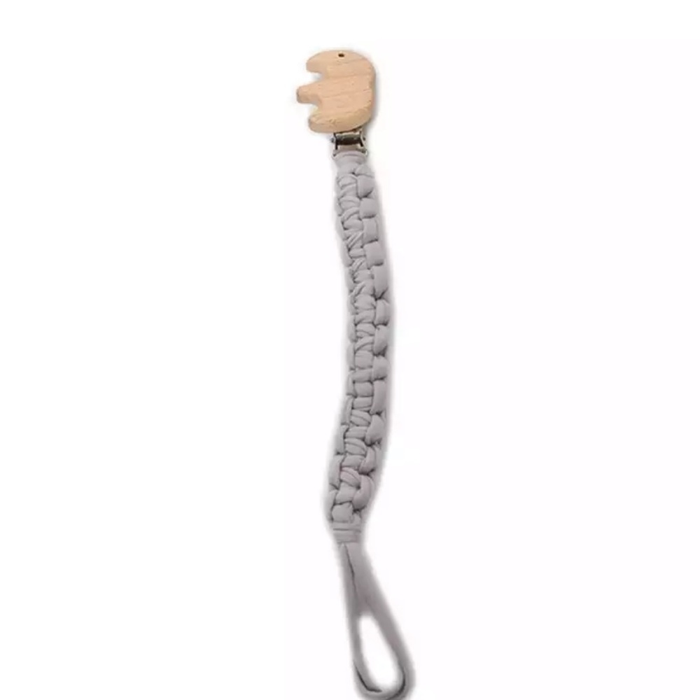 Elephant beechwood gray paci clip